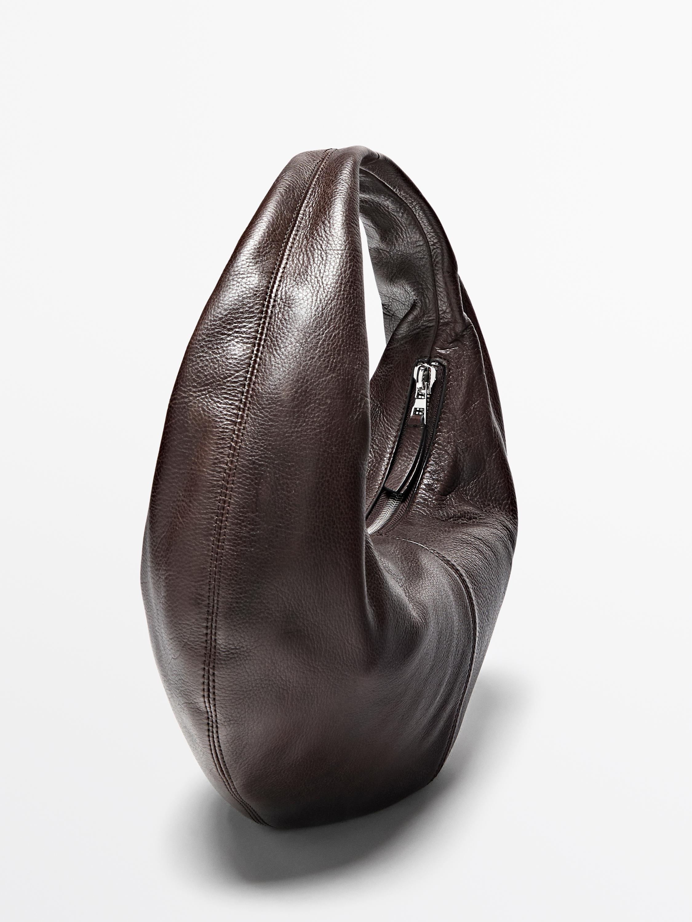 Medium nappa leather half-moon bag